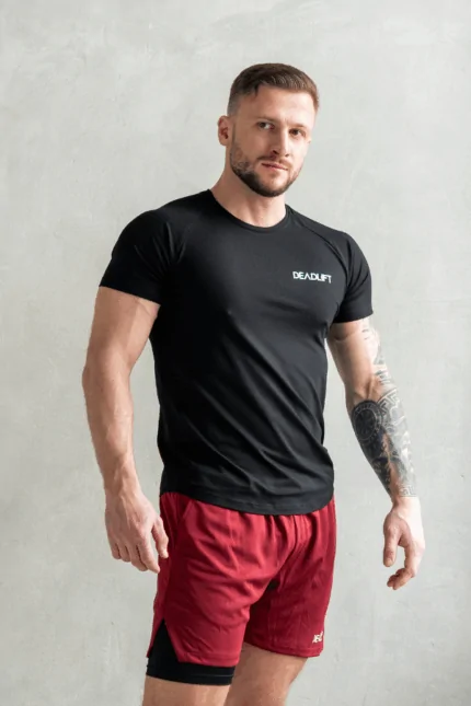 t-shirt męski muscle fit czarny sportowy