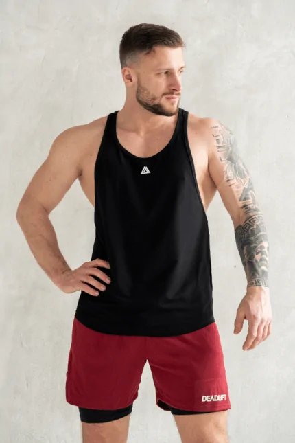 tank top męski na siłownię czarny stringer