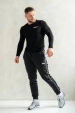 longsleeve męski muscle fit czarny sportowy