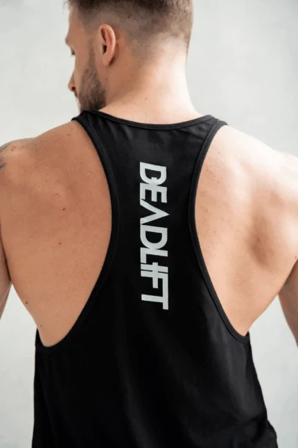 tank top męski na siłownię czarny stringer