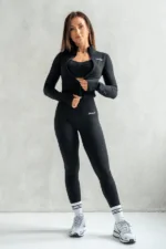czarny set sportowy damski seamless