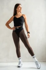 set sportowy damski legginsy z przeszyciami legginsy z majtkami