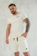 t-shirt męski muscle fit kremowy bawełniany