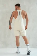 tank top męski stringer na siłownię kremowy męski