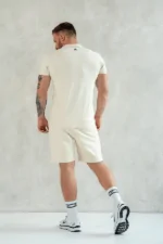 t-shirt męski muscle fit kremowy bawełniany