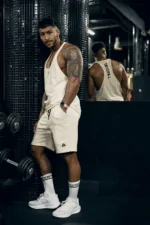 tank top męski stringer na siłownię kremowy