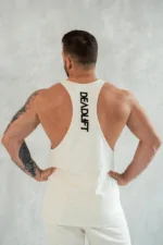 tank top męski stringer na siłownię kremowy męski