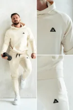 zestaw dresów męskich kremowych sportowych bawełnianych