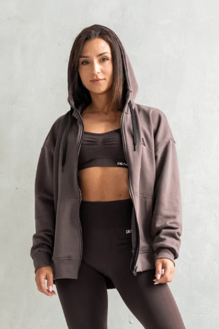 bluza oversize damska brązowa