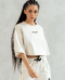 Crop top damski kremowy beż sportowy bawełniany