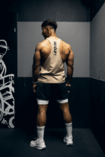 tank top męski stringer na siłownię bawełniany beżowy