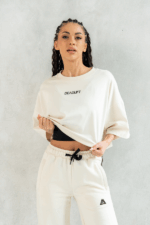 T-shirt damski CREAM Cropped kremowy - Image 2